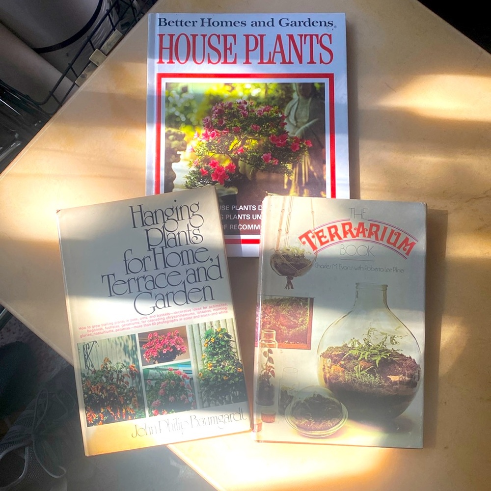 Lot of 3 1970s Vintage Houseplant Garden Guide Books Terrarium Hanging Ephemera